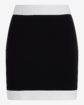 High Waisted Stretch Cotton Tipped Mini Skirt