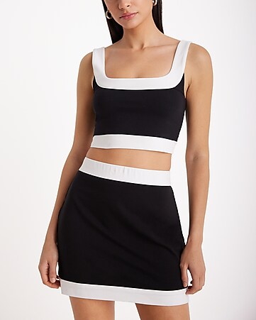 Sexy Crop Tube Tops And Bodycon Skirt Suits Women Side Split