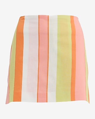Super High Waisted Linen-Blend Striped Mini Skort