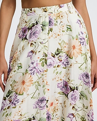 Floral High Waisted Midi Skirt