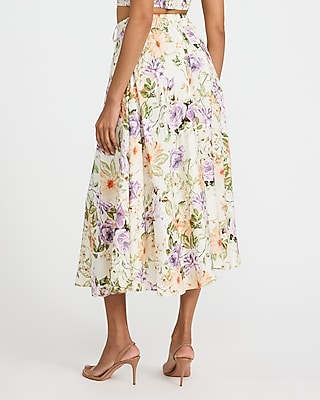 Floral High Waisted Midi Skirt
