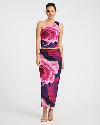 Floral Mesh High Waisted Midi Skirt - image 4