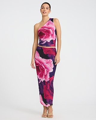 Floral Mesh High Waisted Midi Skirt - image 3