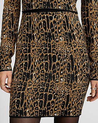 High Waisted Leopard Sweater Mini Skirt