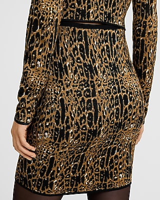 High Waisted Leopard Sweater Mini Skirt