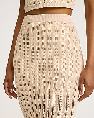 High Waisted Textured Knit Midi Skirt - thumbnail 2