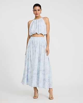 Floral Chiffon High Waisted Pull On Maxi Skirt - image 4