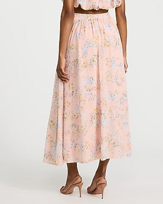 Floral Chiffon High Waisted Pull On Maxi Skirt - image 3