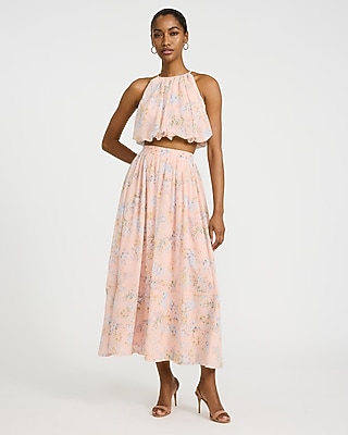 Floral Chiffon High Waisted Pull On Maxi Skirt - image 4
