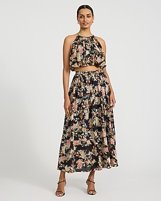 Floral Chiffon High Waisted Pull On Maxi Skirt - image 3
