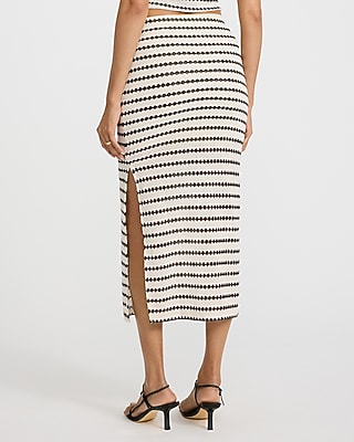 Crochet Striped High Waisted Midi Skirt