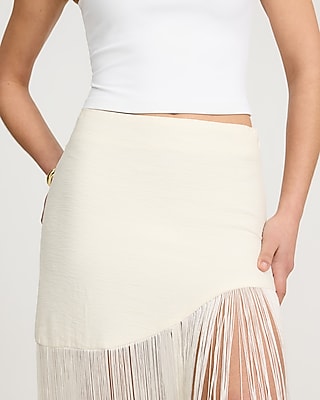 High Waisted Fringe Midi Skirt