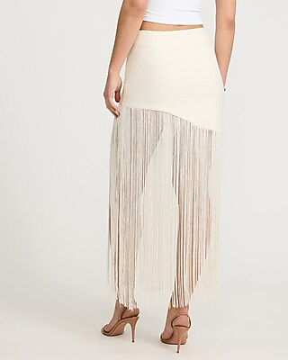 High Waisted Fringe Midi Skirt