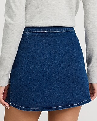 High Waisted Dark Wash Mini Skort - image 3