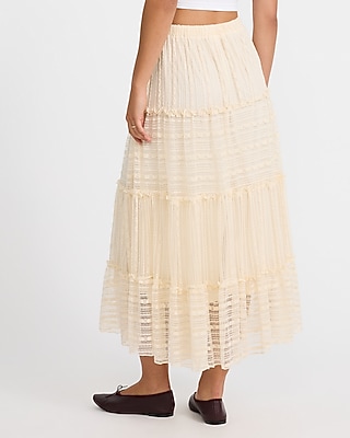 Textured Lace Tiered Maxi Skirt