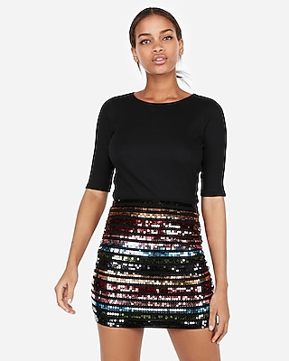 Express white shop sequin mini skirt