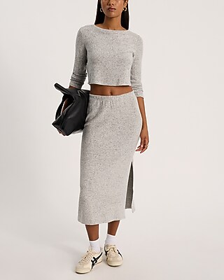 High Waisted Cozy Knit Midi Skirt - image 4