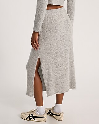 High Waisted Cozy Knit Midi Skirt - image 2