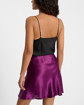 High Waisted Satin Mini Slip Skirt