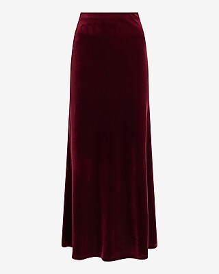 High Waisted Velvet Maxi Skirt | Express