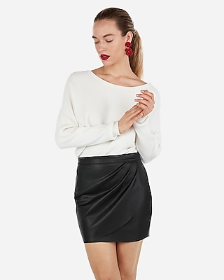 express leather skirt with zipper