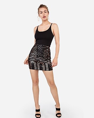 express patterned sequin mini dress