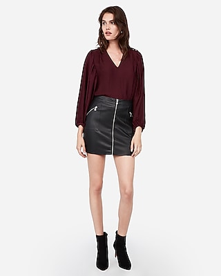 express leather skirt with zipper