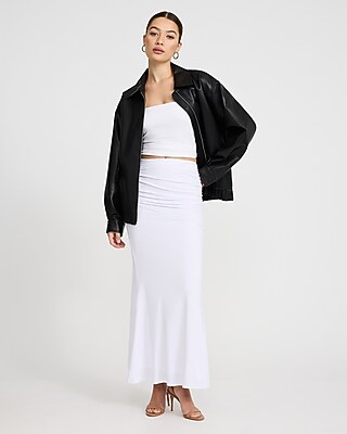 High Waisted Ruched Jersey Maxi Skirt - image 4