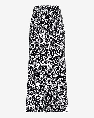 High Waisted Printed Ruched Jersey Maxi Skirt - image 5