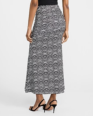 High Waisted Printed Ruched Jersey Maxi Skirt - image 3