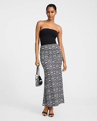 High Waisted Printed Ruched Jersey Maxi Skirt - image 4