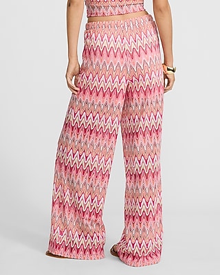 Printed Crochet High Waisted Pull On Wide Leg Pant - image 3