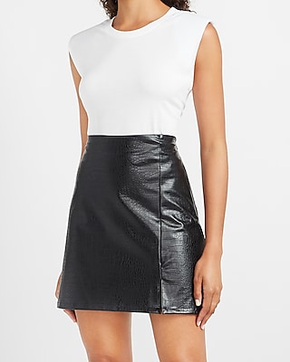 leather a line mini skirt