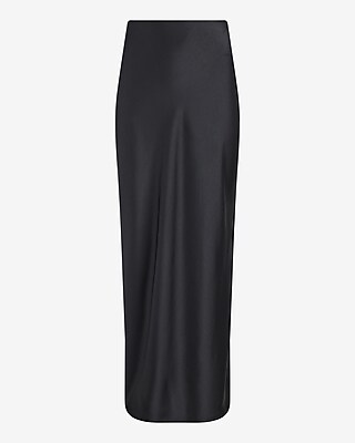 High Waisted Satin Side Slit Maxi Skirt | Express