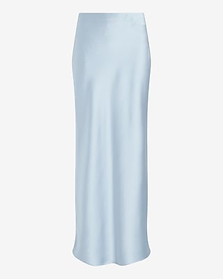 High Waisted Satin Side Slit Maxi Skirt