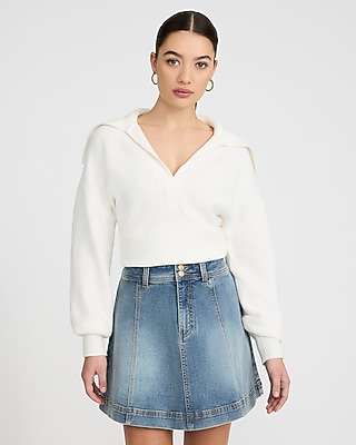 High Waisted Medium Wash A-Line Flounce Mini Denim Skirt