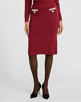Rhinestone Embellished Midi Sweater Skirt - image 5