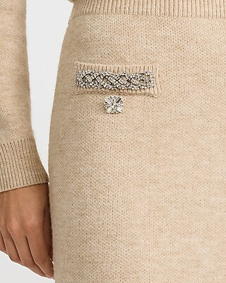 Rhinestone Embellished Midi Sweater Skirt - image 2