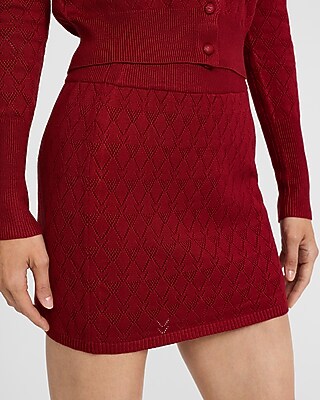 Pointelle High Waisted Sweater Mini Skirt - image 2