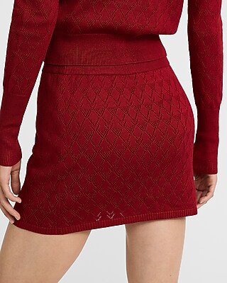 Pointelle High Waisted Sweater Mini Skirt - image 3