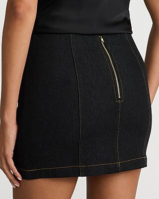 High Waisted Dark Wash Denim Mini Skirt - image 2