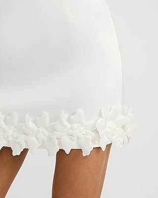 3D Floral Trim High Waisted Micro Mini Skirt