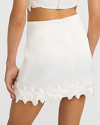 3D Floral Trim High Waisted Micro Mini Skirt