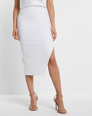 Stylist Super High Waisted Side Slit Midi Pencil Skirt