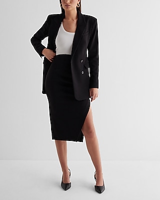 Stylist Super High Waisted Side Slit Midi Pencil Skirt