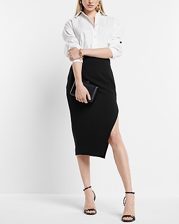Express Womens High Waisted Corset Pencil Skirt sz 12 NWT Black