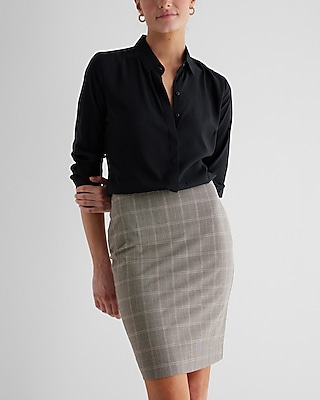 Editor High Waisted Plaid Pencil Skirt Express