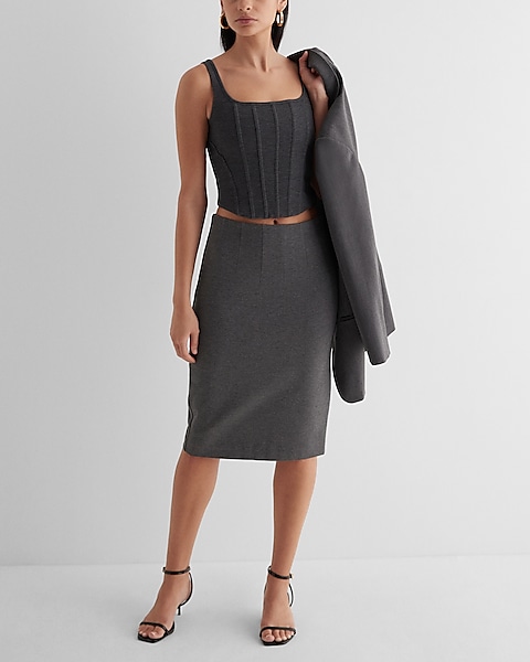 Black High Waist Pencil Skirt for Office Women, Formal Midi Skirt