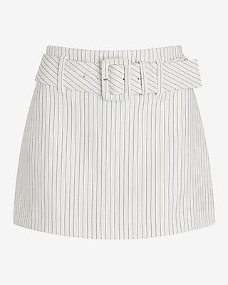 Editor High Waisted Pinstripe Belted Mini Skort