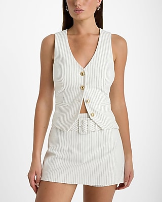 Editor High Waisted Pinstripe Belted Mini Skort